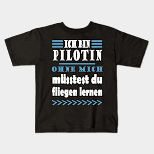 Pilotin Flugzeug Fliegen Mädchen Reisen Spruch Kids T-Shirt